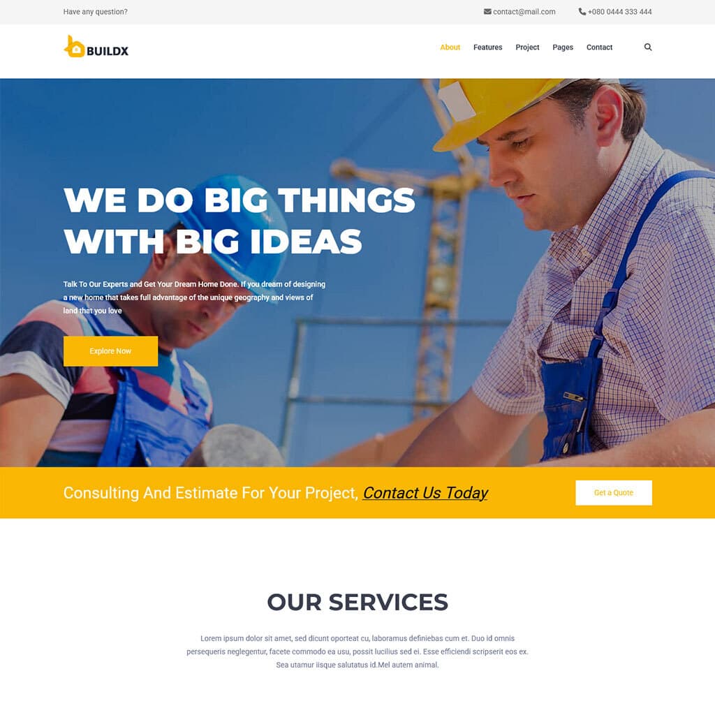 BuildX - Construction theme