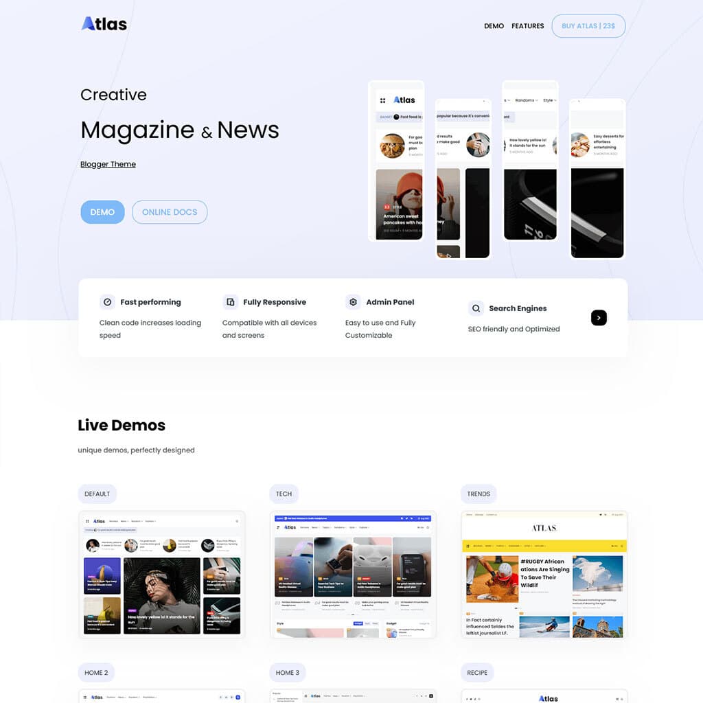 Atlas - Creative Magazine & News Blogger Theme